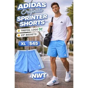 Adidas Originals Sprinter Shorts XL Blue Trefoil Y2K NWT